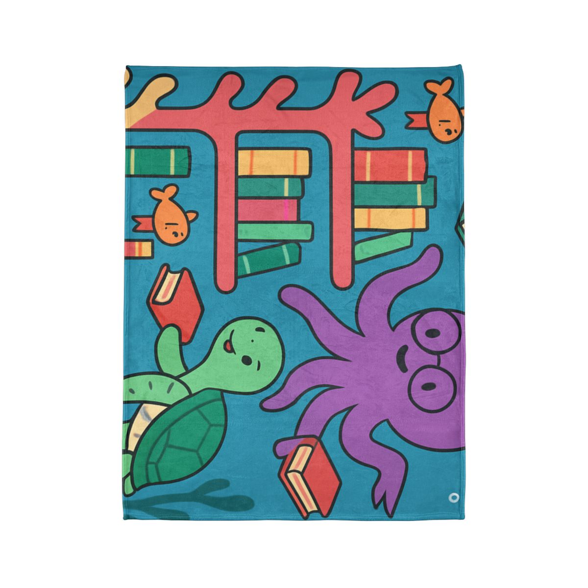 Coral Library And The Octopus Librarian designer printed blankets