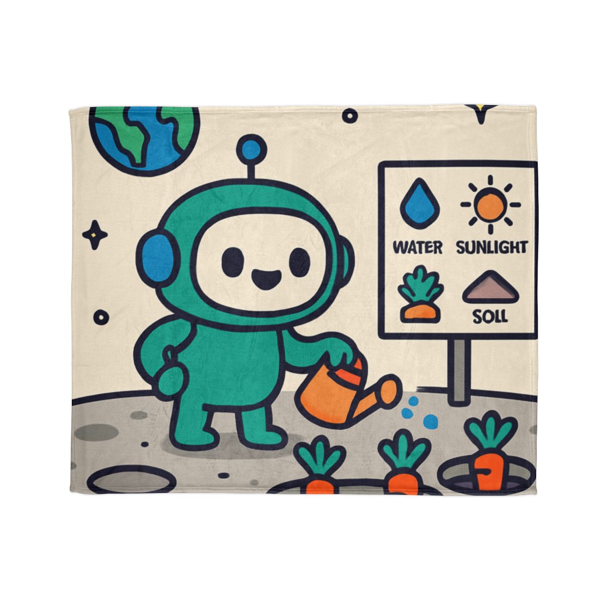 Moon Garden Robot Growing Crater Carrots unique gift blanketscustom blankets