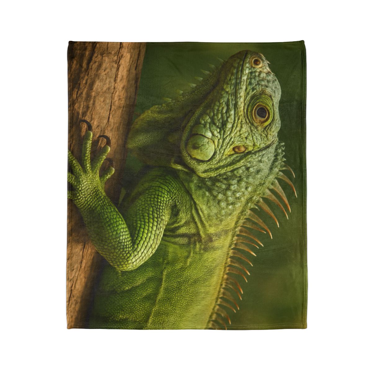 Verdant Stillness Green Iguana designer printed blankets