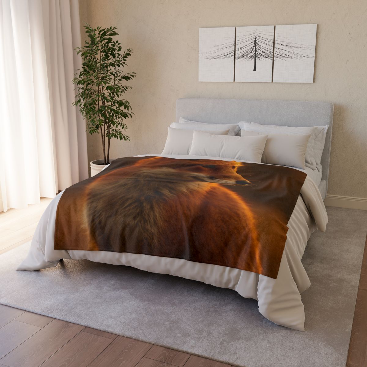 Crimson Whisper Red Fox decorative home blankets