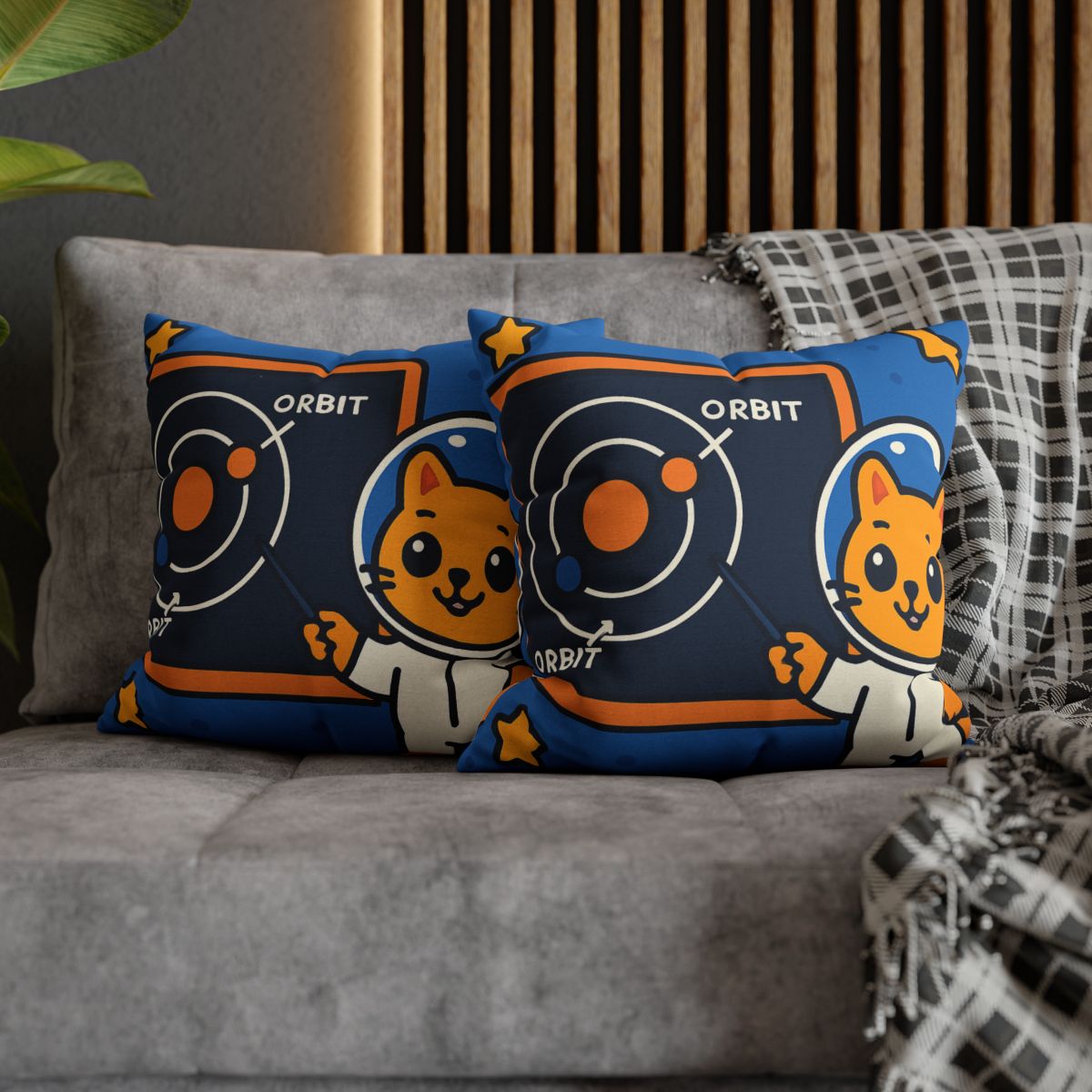 Comet Classroom Cat And The Orbit Chalkboard stylish decorative pillowcases