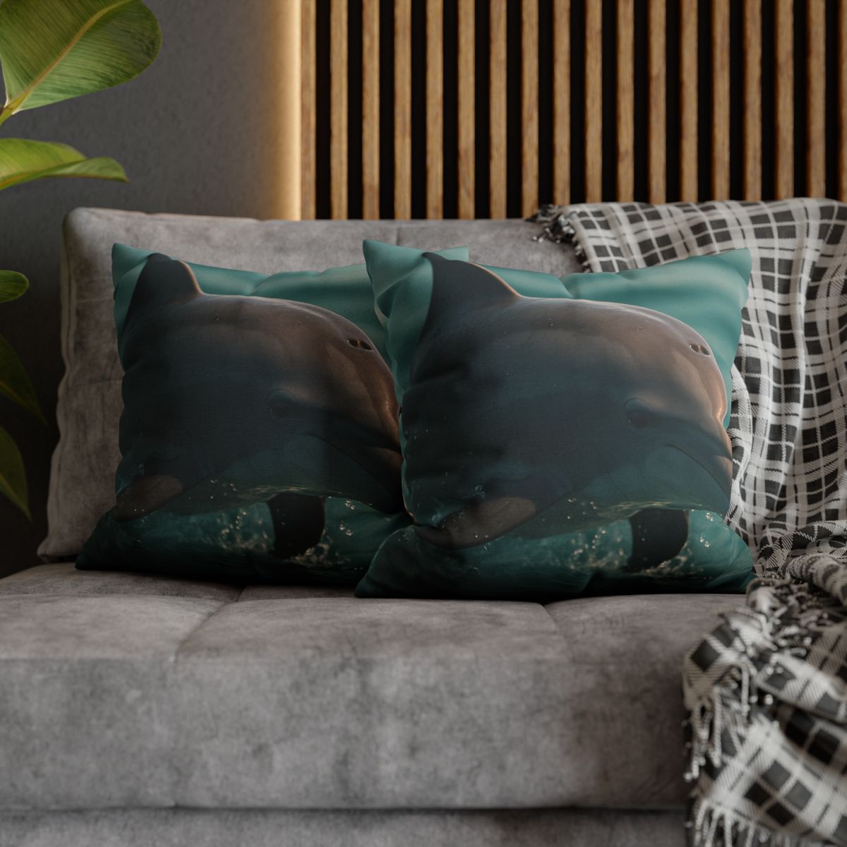 Silver Glide Bottlenose Dolphin designer print pillow cases