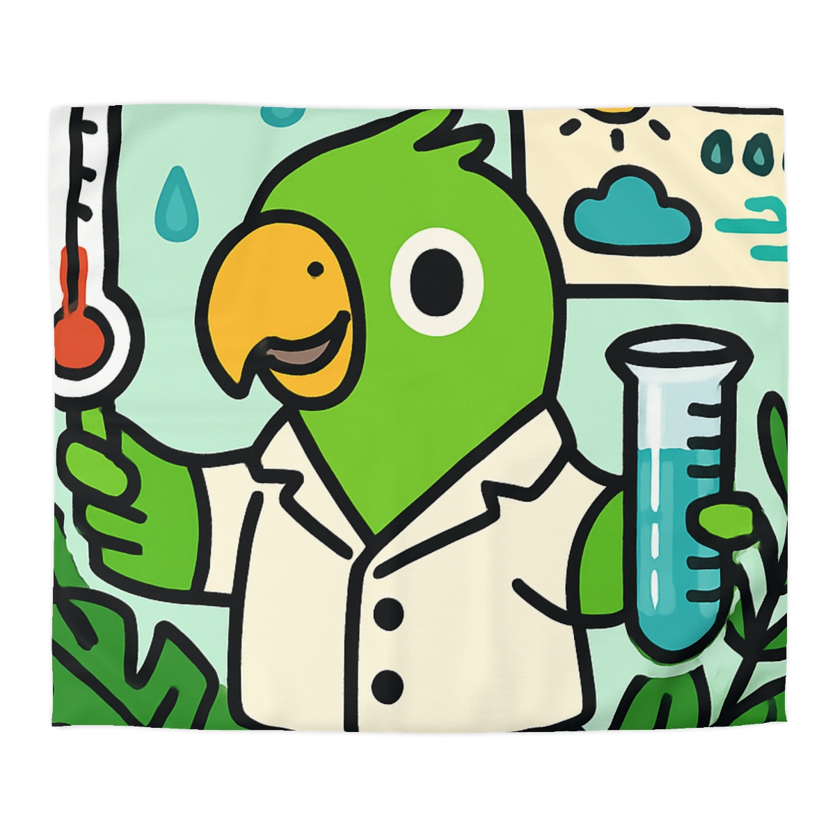Rainforest Weather Lab With Parrot Scientist unique patterned duvets