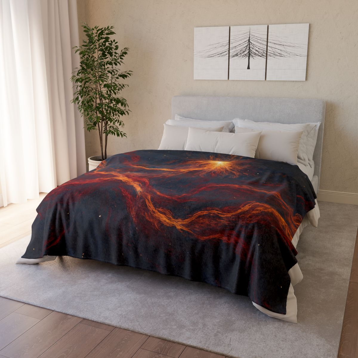 Ember Filament Bloom designer printed blankets