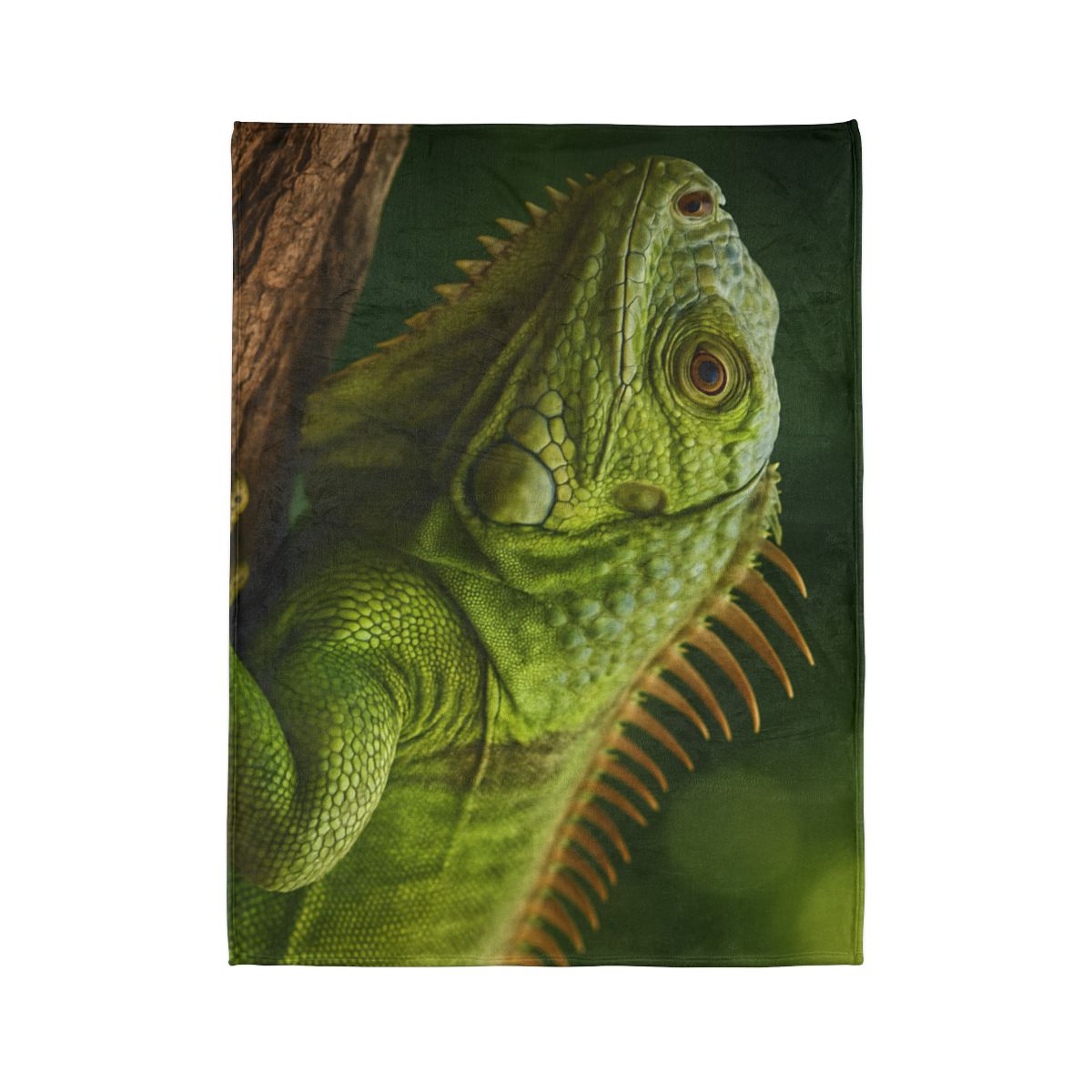 Verdant Gaze Green Iguana soft fleece blankets