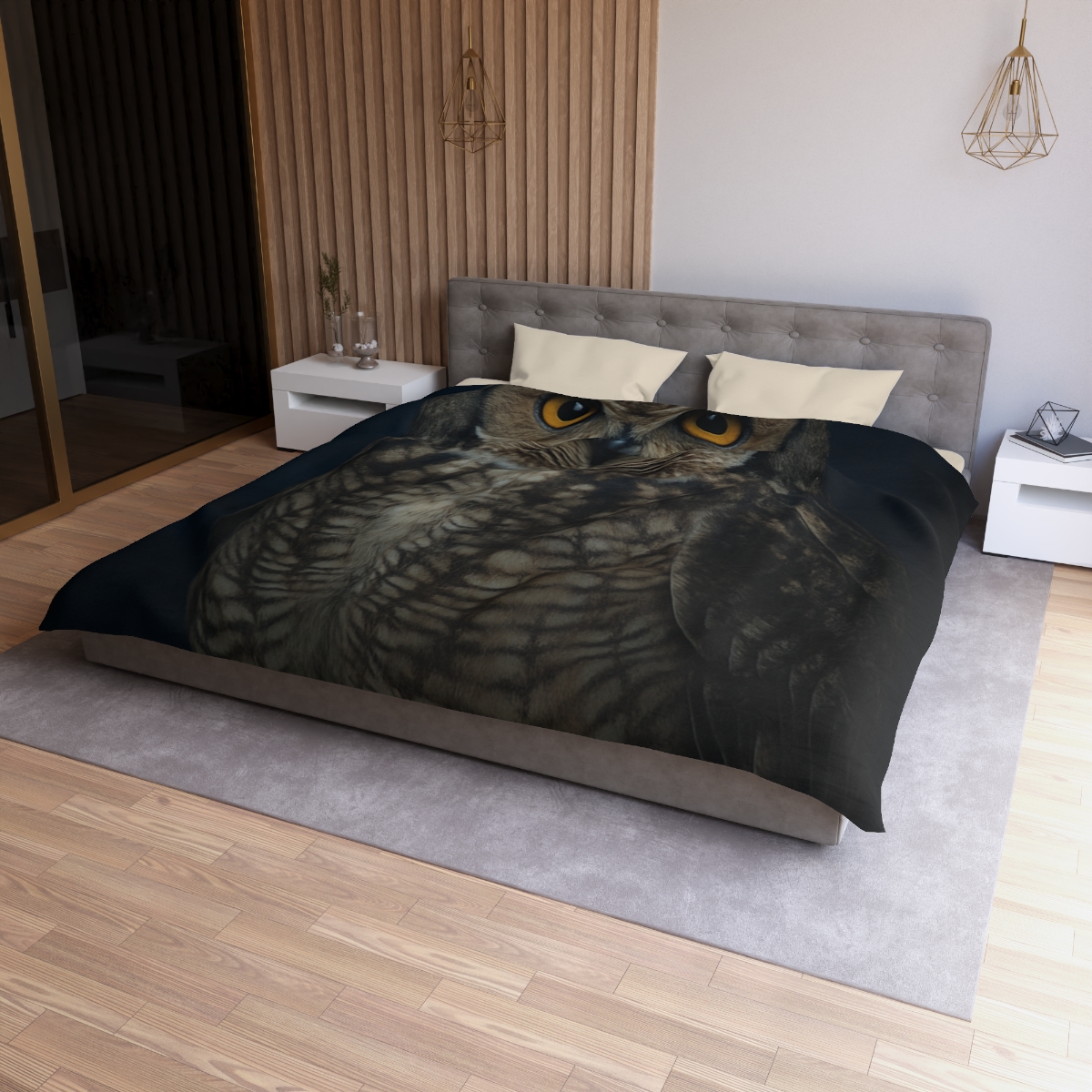 Silent Drift Great Horned Owl personalized bedding duvets