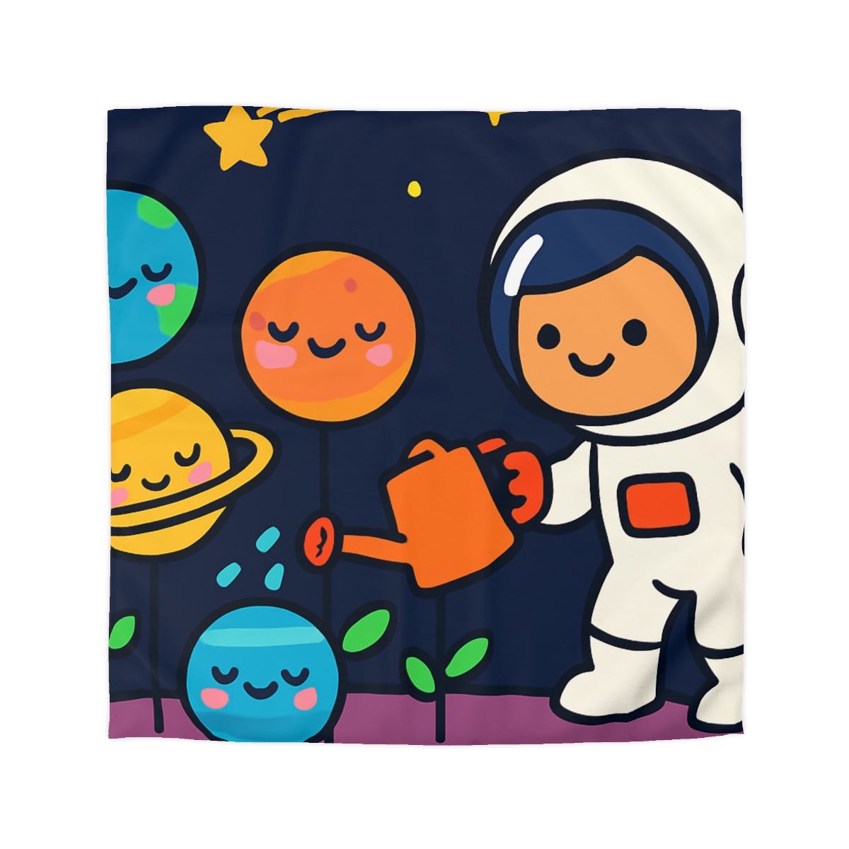 Galaxy Garden Of Friendly Planets unique patterned duvets