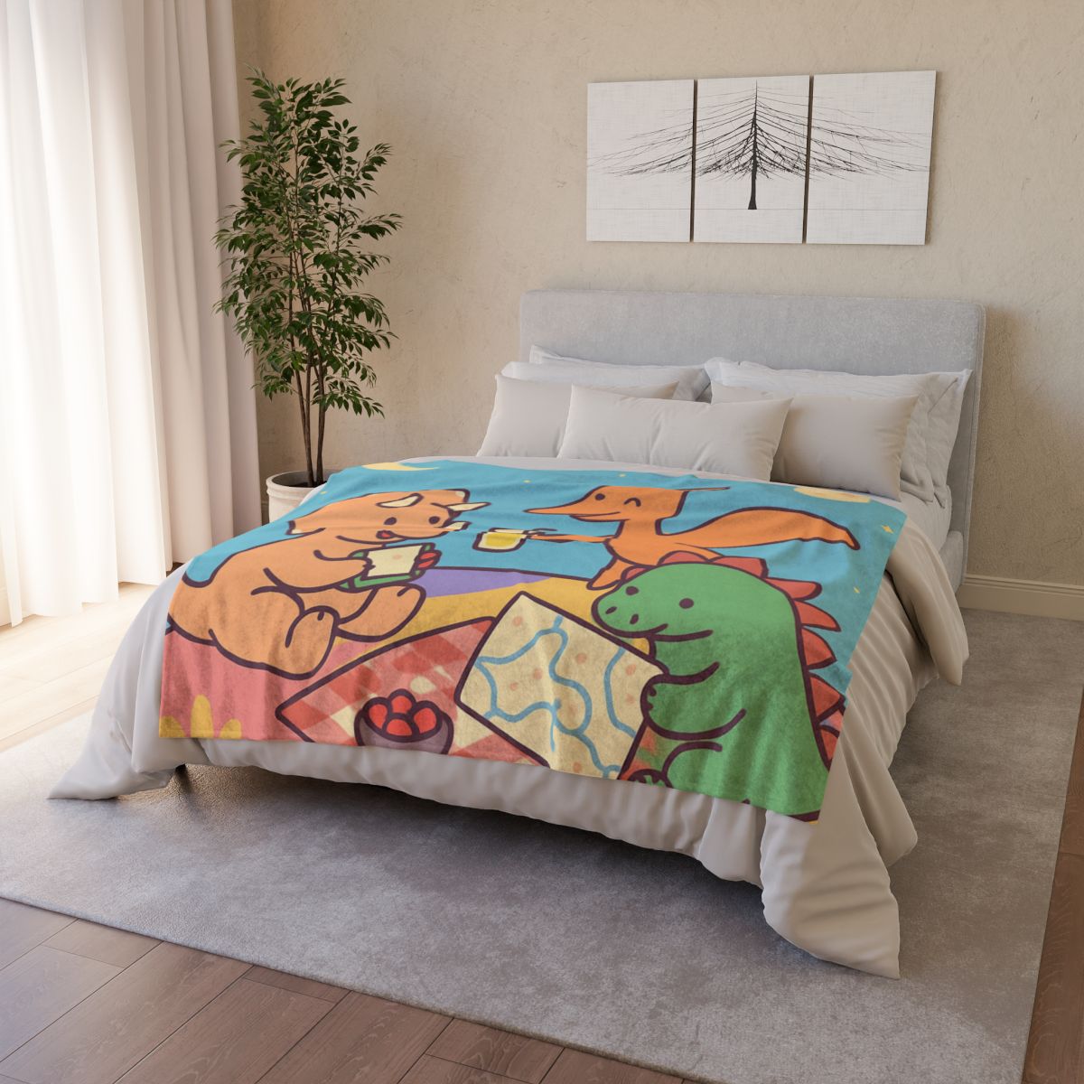 Planet Picnic With Dinosaurs unique gift blankets