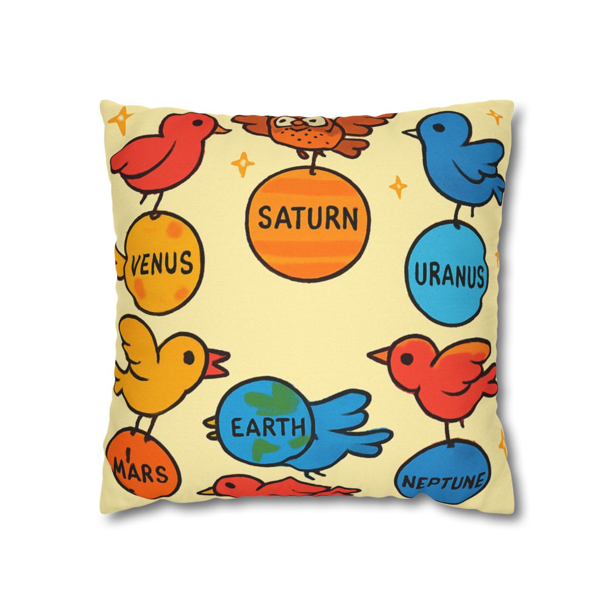 Solar System Circus Of Birds soft cotton pillow cases