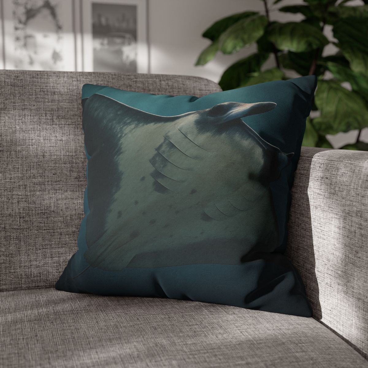 Blue Halo Giant Manta Ray comfortable bedding pillow covers