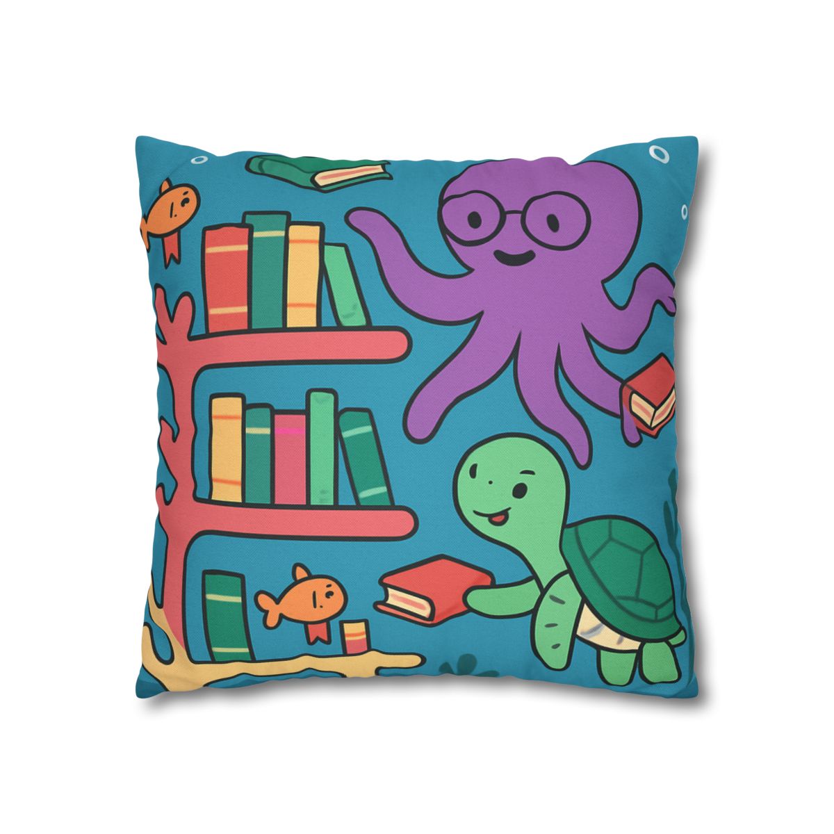 Coral Library And The Octopus Librarian stylish decorative pillowcases