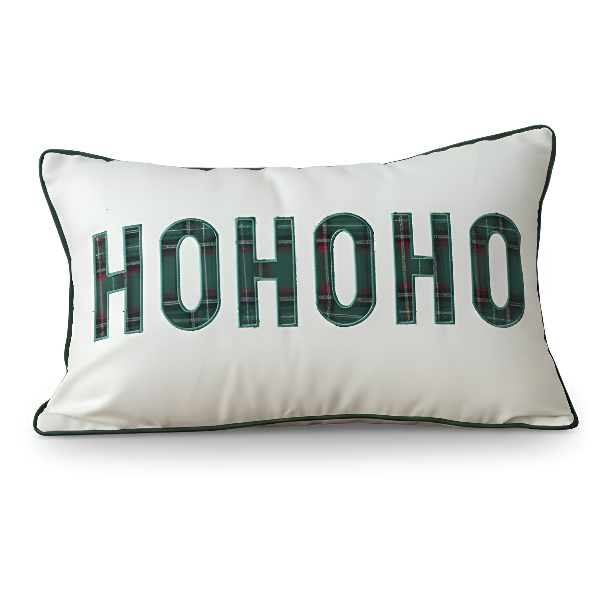 Christmas Themed Plaid Cushion Cover With Embroidered Snowflake Design