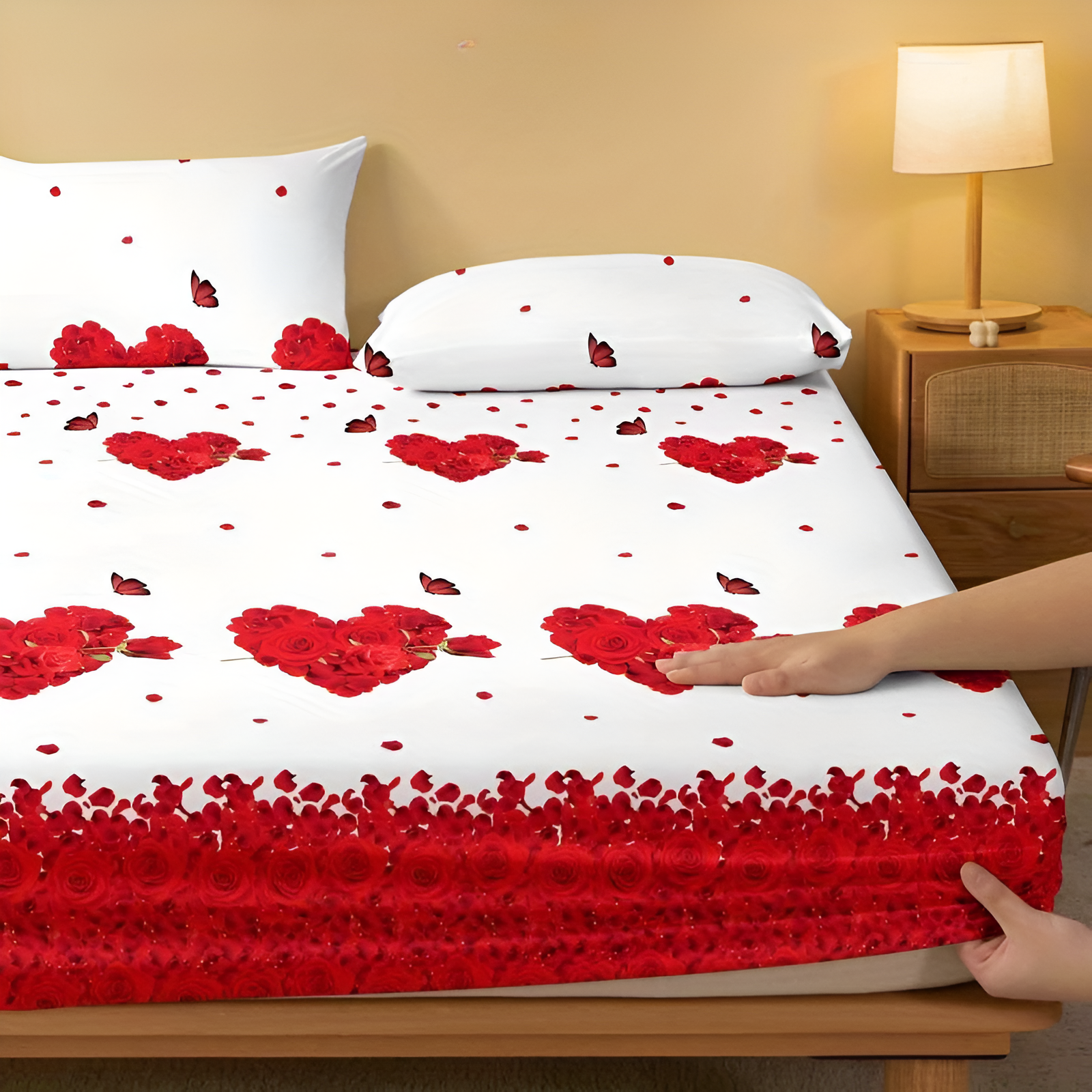 Modern Printed Fitted Bed Cover Set 