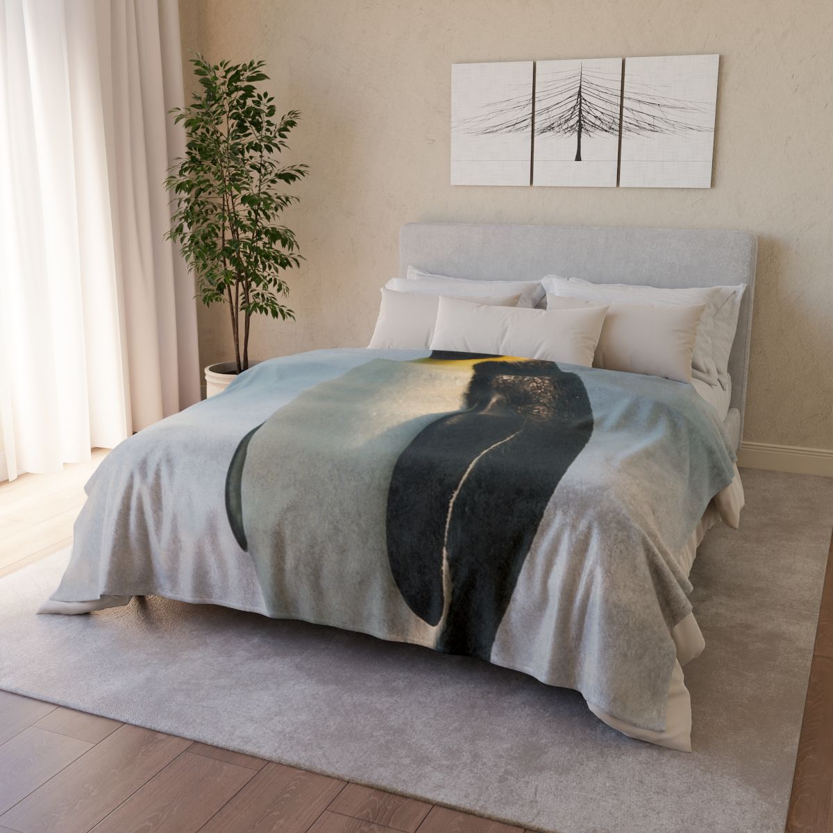Aurora Drift Emperor Penguin stylish throw blankets
