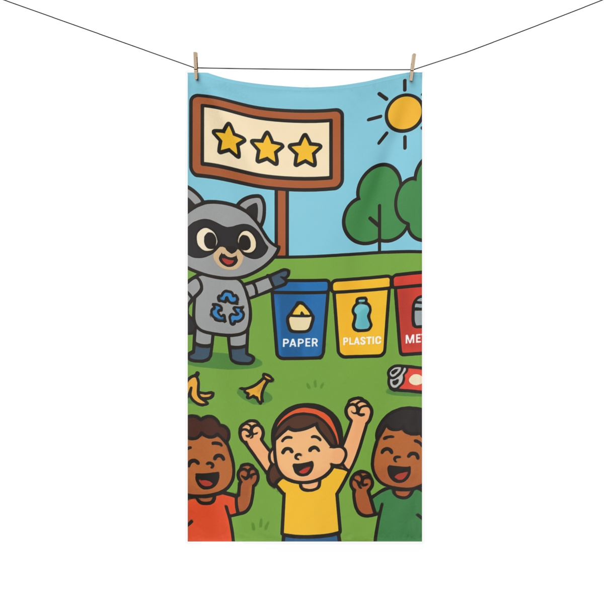 Robot Raccoon Recycling Rally unique gift towels