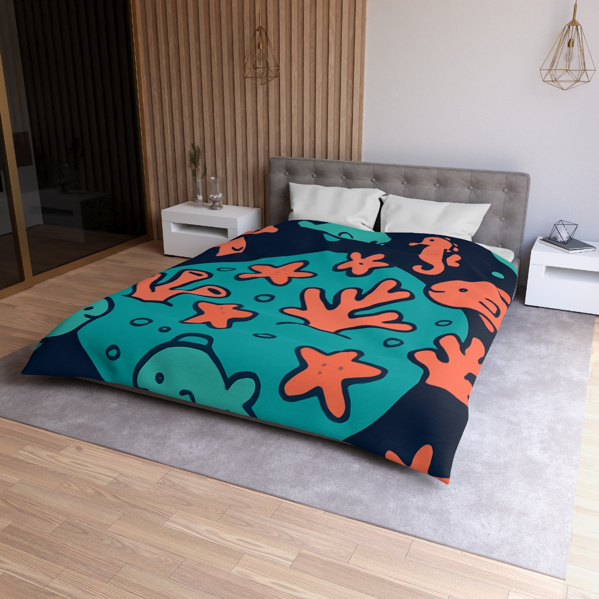 Cosmic Coral Reef Planet custom duvets