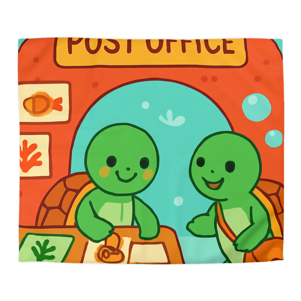 Coral Reef Post Office Run By Sea Turtles unique patterned duvets