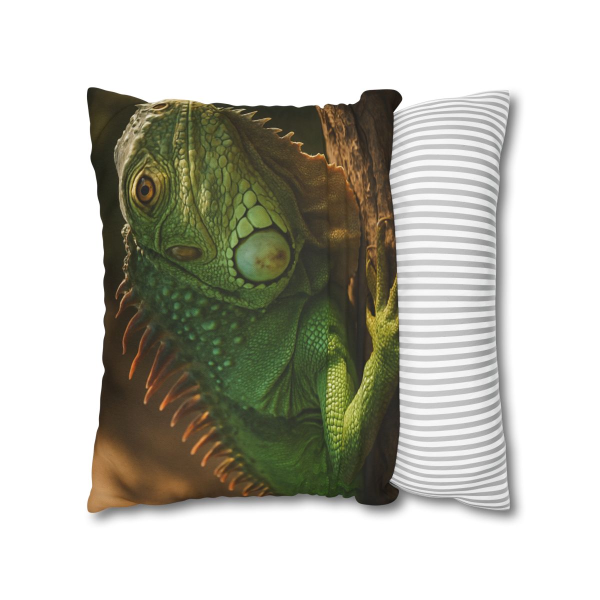 Sunlit Perch Green Iguana soft cotton pillow cases
