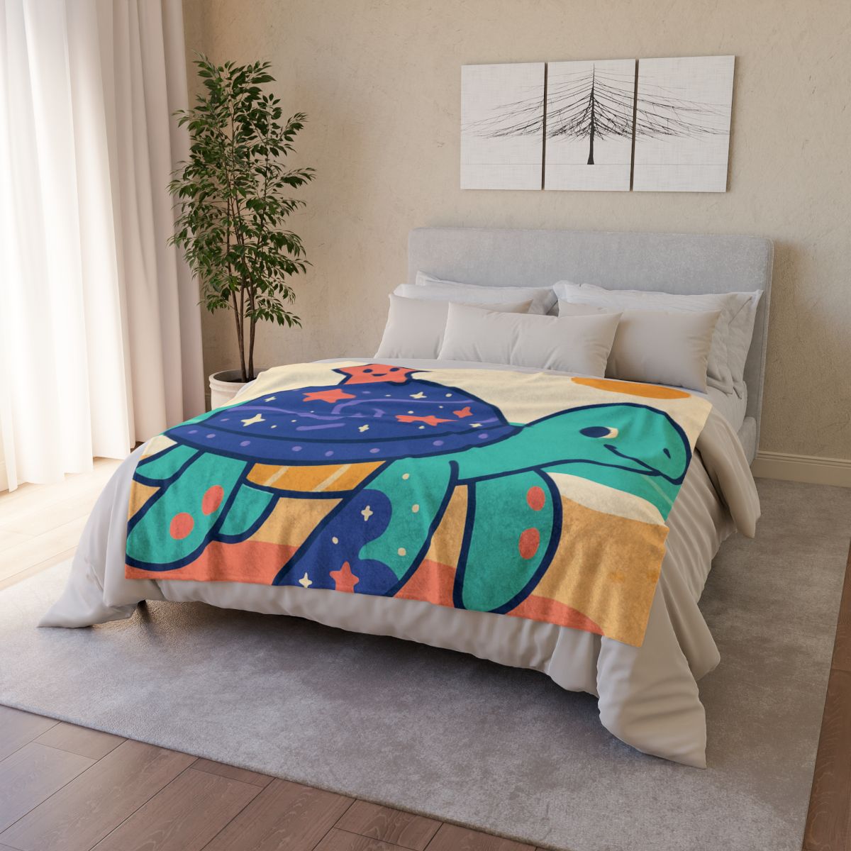 Galactic Seashell Turtle designer printed blankets
