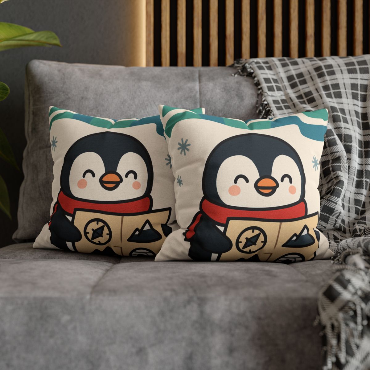 Polar Lights Penguin Map Quest comfortable bedding pillow covers