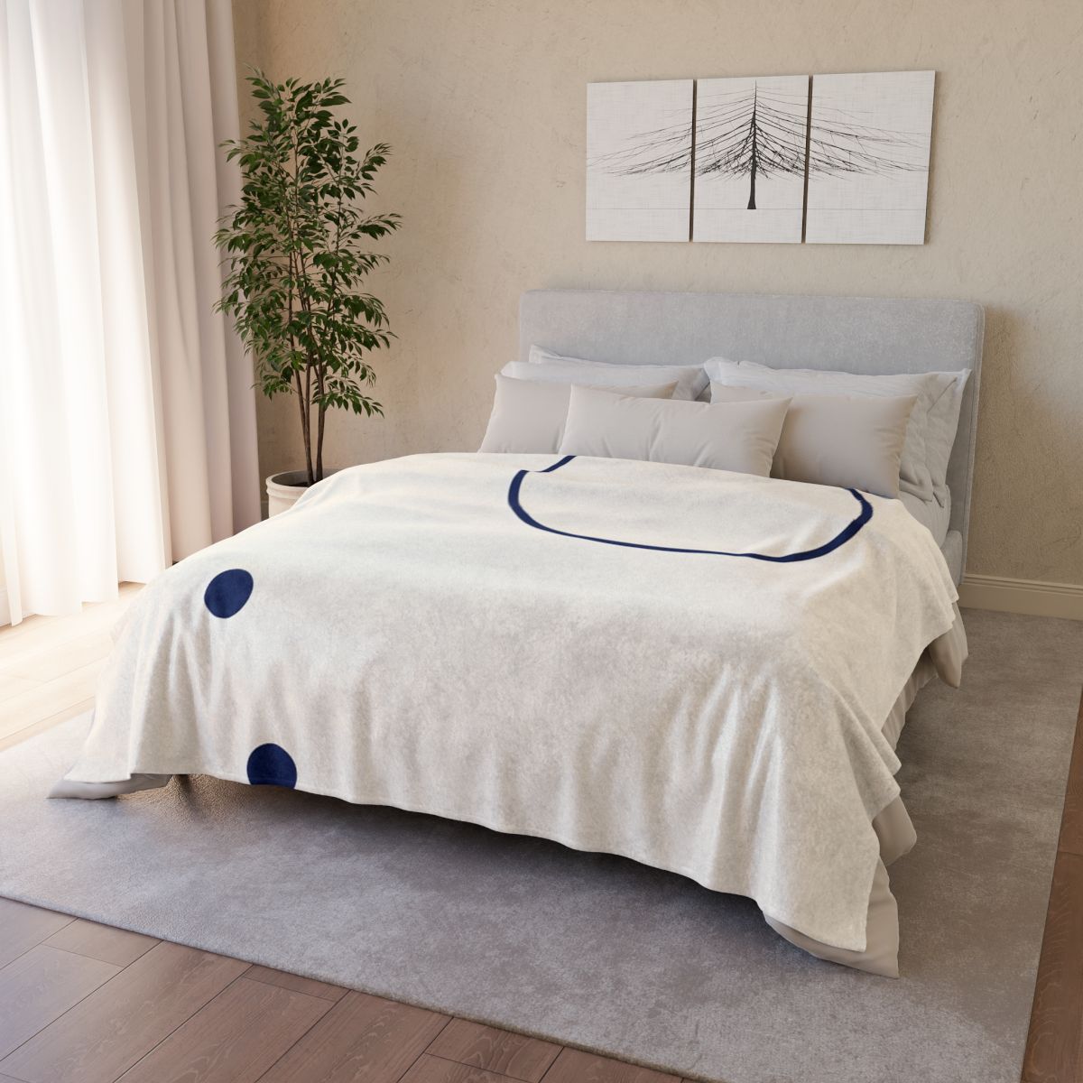 Orbiting Arc And Twin Dots stylish throw blankets