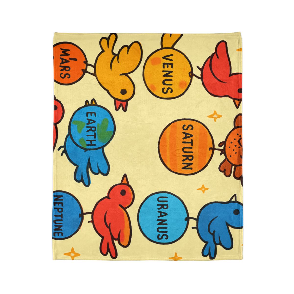 Solar System Circus Of Birds personalized cozy blankets