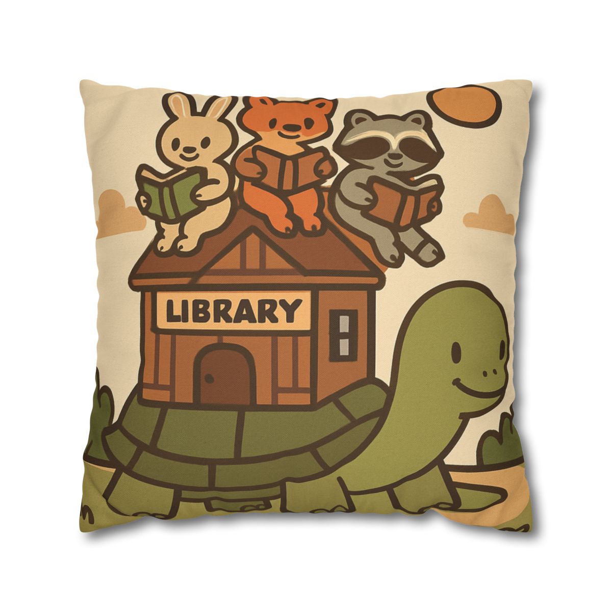 Time Traveling Turtle Library designer print pillow cases