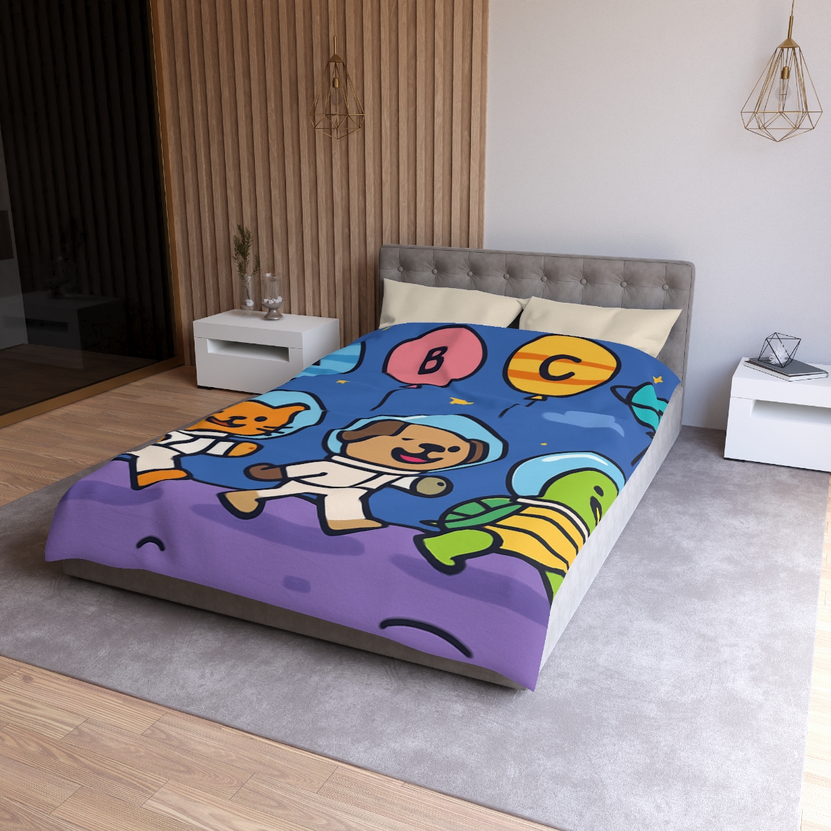 Planet Parade Of The Animal Astronauts designer printed duvets
