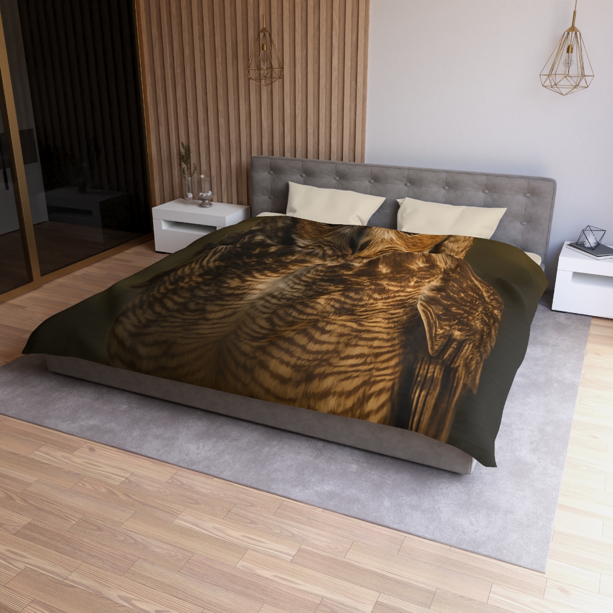 Nebula Gaze Great Horned Owl custom duvets