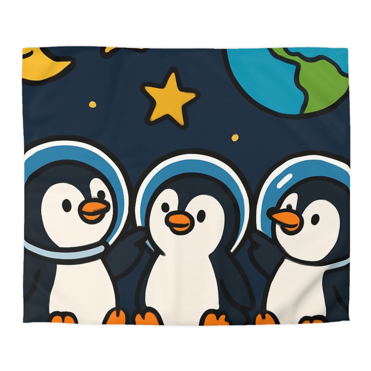 Stargazing Penguins On The Moon trendy bedroom duvets