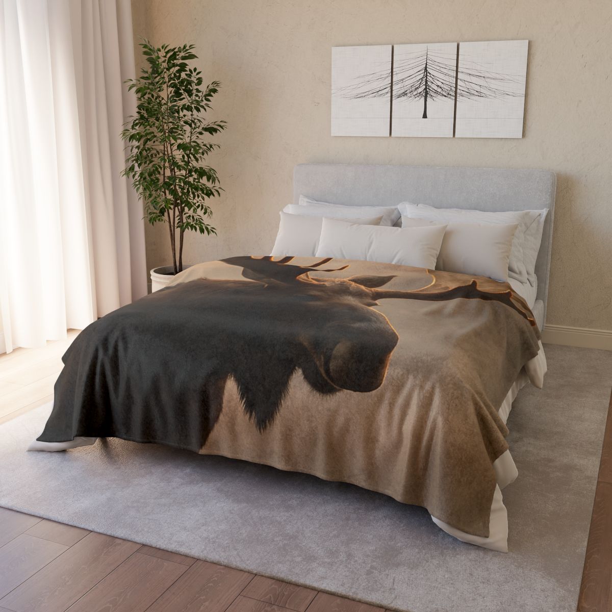 Dawn Mirror Moose soft fleece blankets