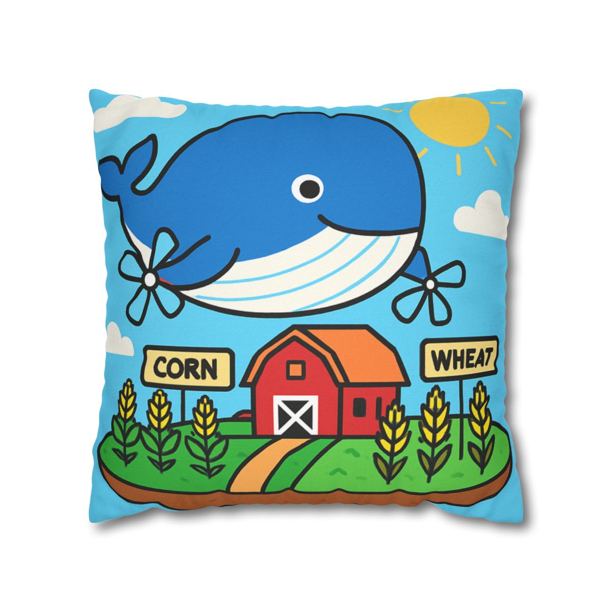 Windmill Whale Above The Floating Farm trendy patterned pillow cases