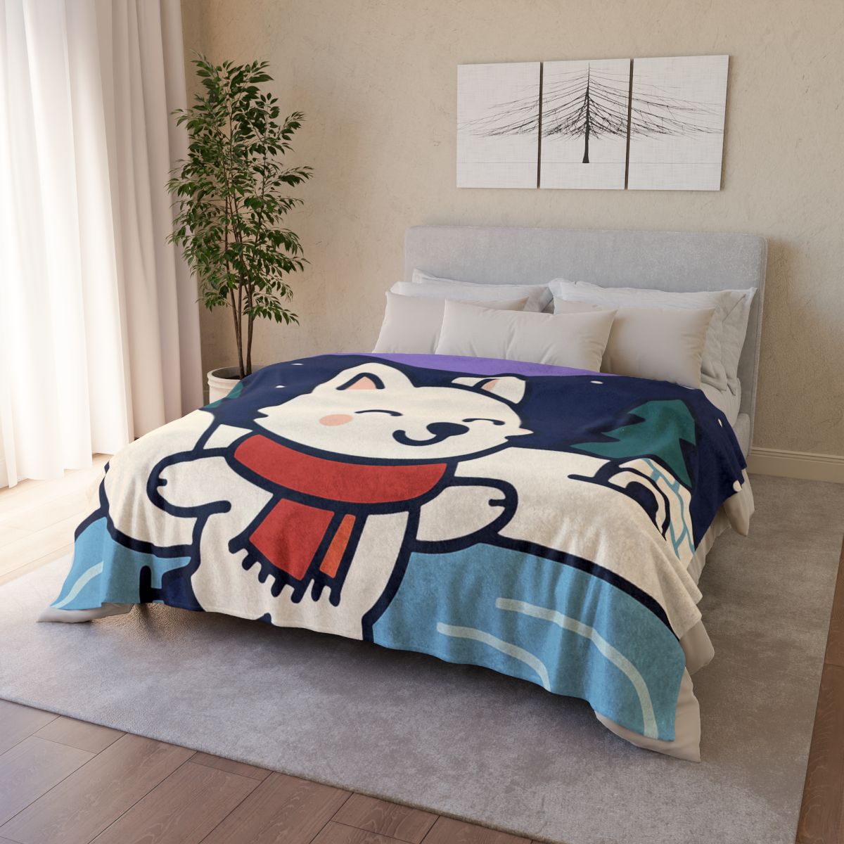 Aurora Snow Fox Skate Night warm winter blankets