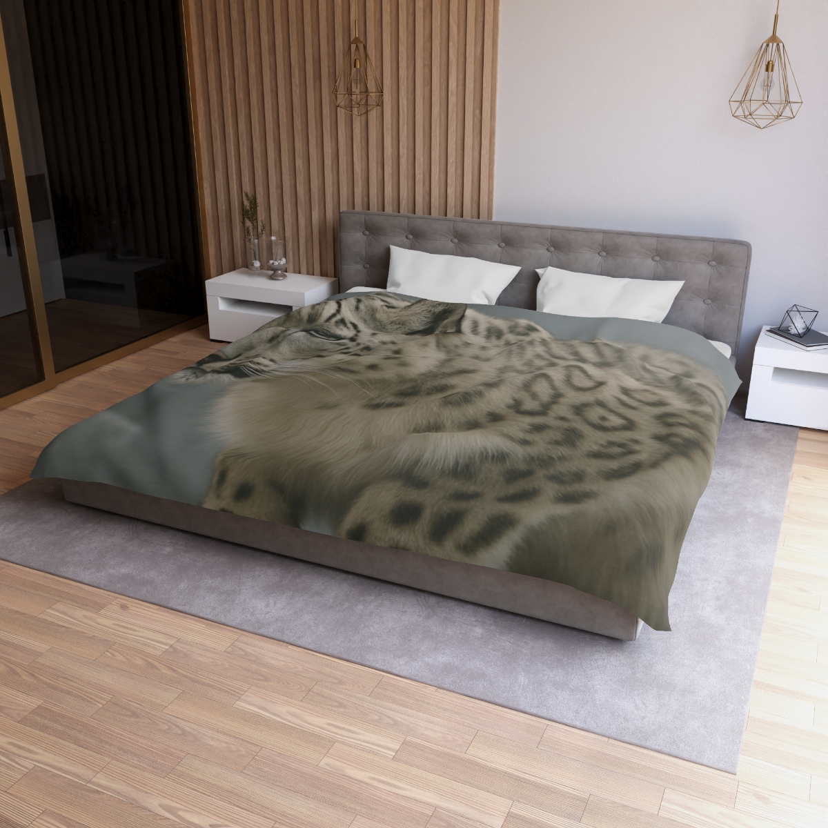 Silent Ridge Snow Leopard designer printed duvets