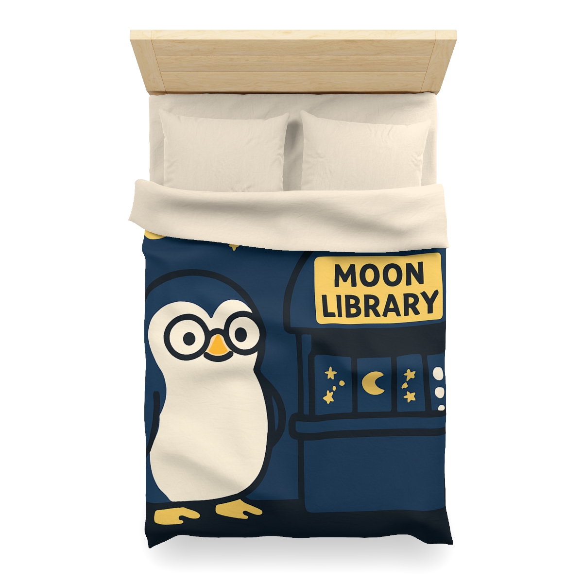 Moonlight Library Run By A Wise Penguin Astronomer stylish duvet covers