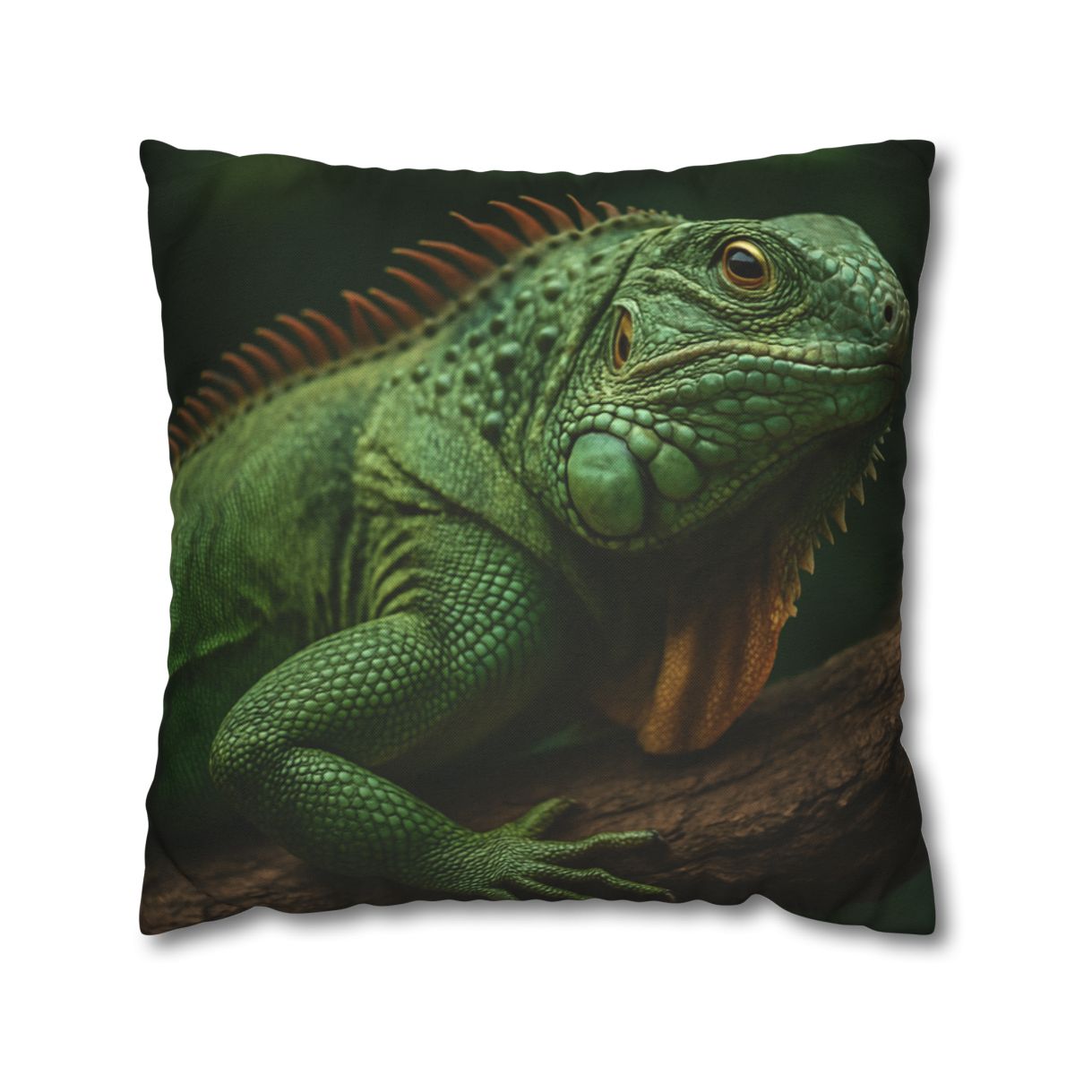 Sunlit Perch Green Iguana designer print pillow cases