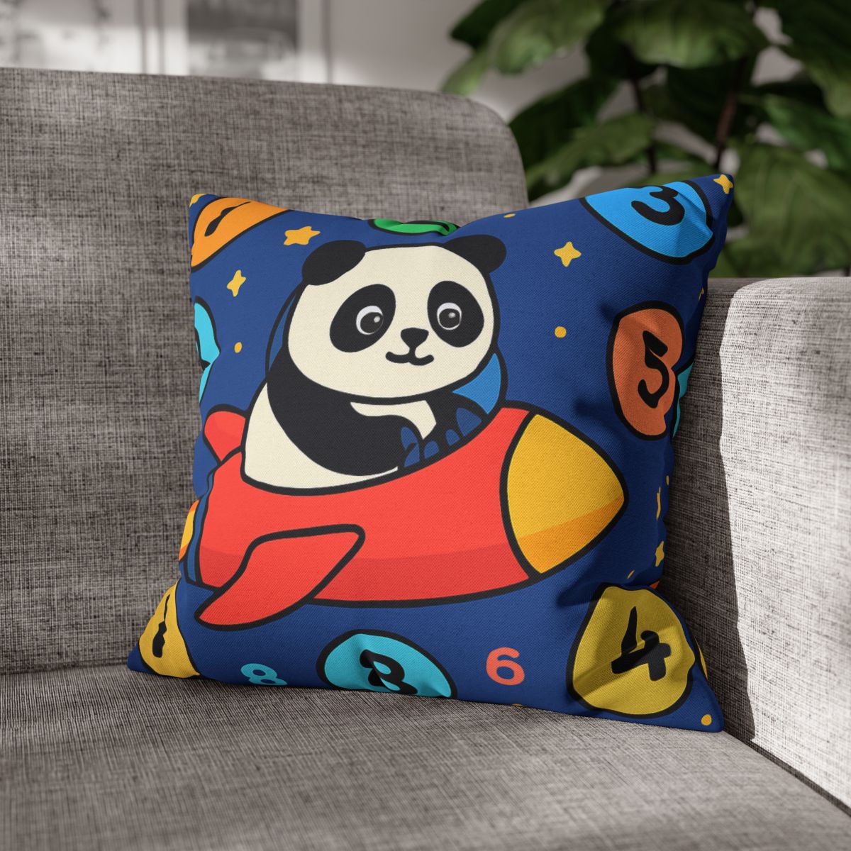 Rocket Panda And The Number Planets designer print pillow cases