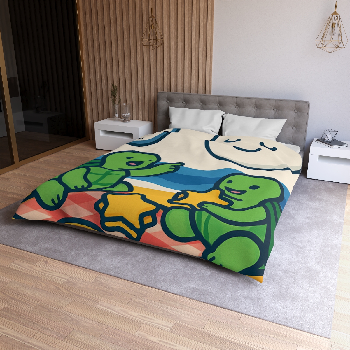 Moon Turtles Tide Time Picnic personalized bedding duvets