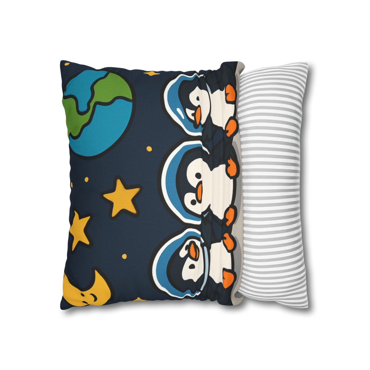 Stargazing Penguins On The Moon designer print pillow cases