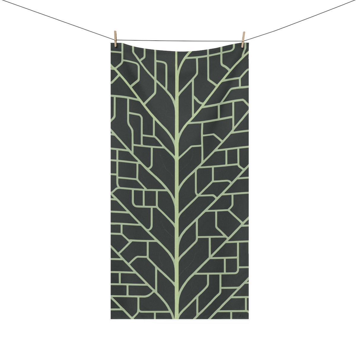Leaf Vein Circuit Grid custom towels