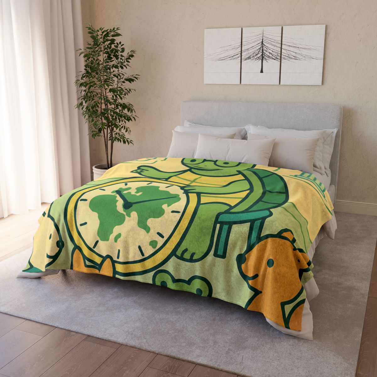 Time-Traveling Turtle School decorative home blankets