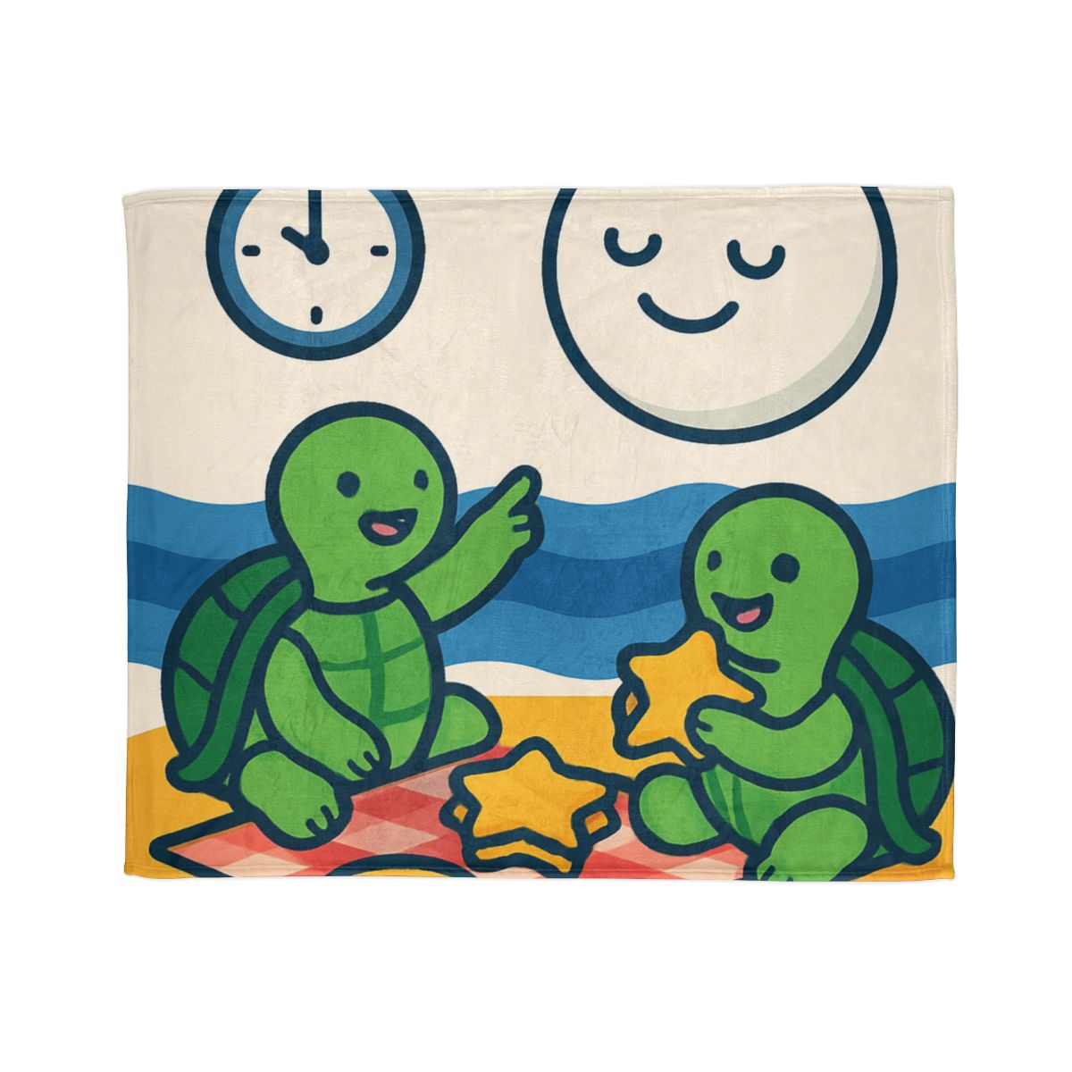 Moon Turtles Tide Time Picnic soft fleece blankets