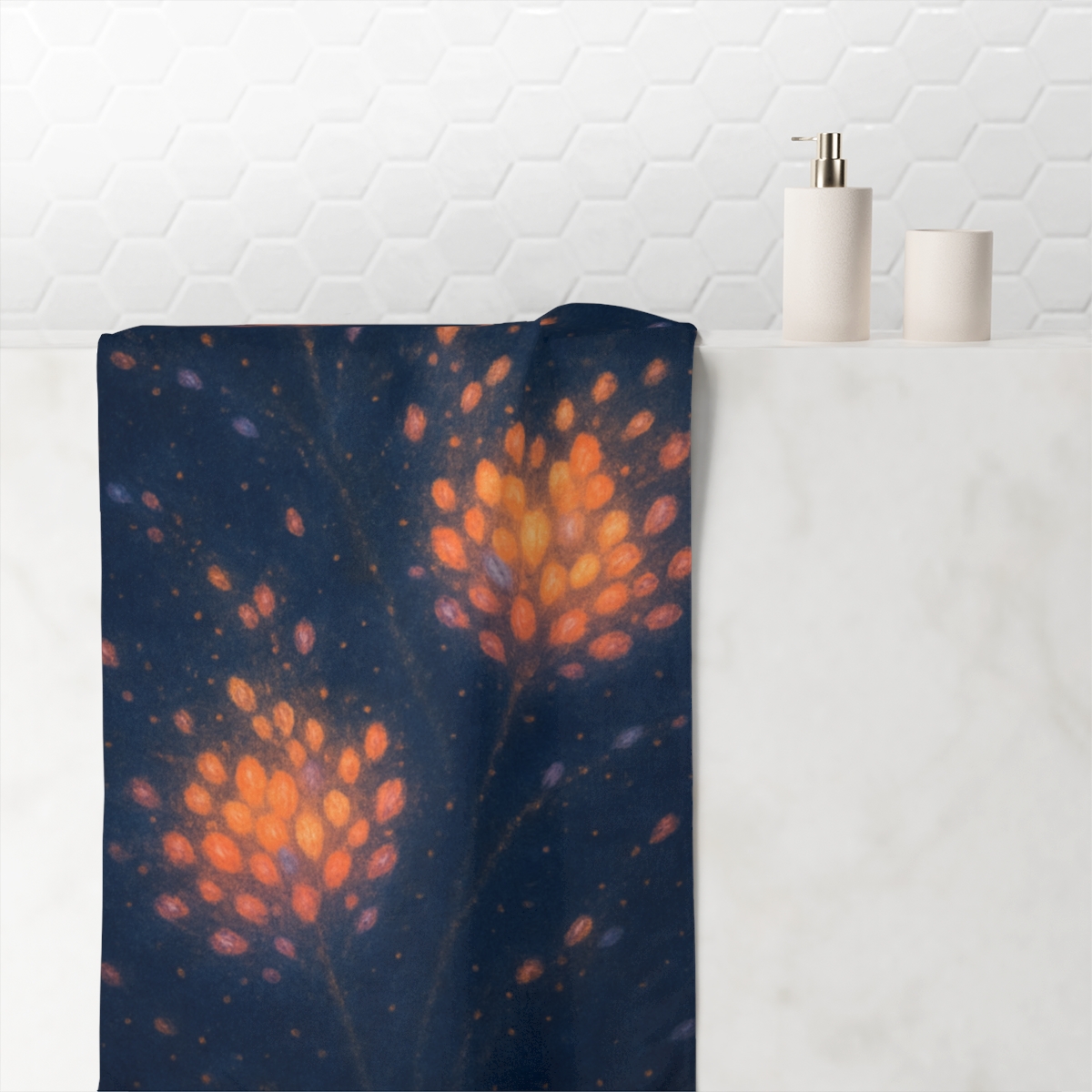 Seed Cluster Nebula Bloom designer printed towels
