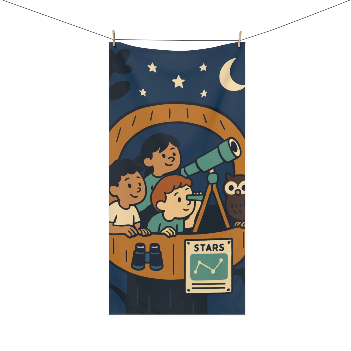 Stargazer Treehouse Club personalized bath towels