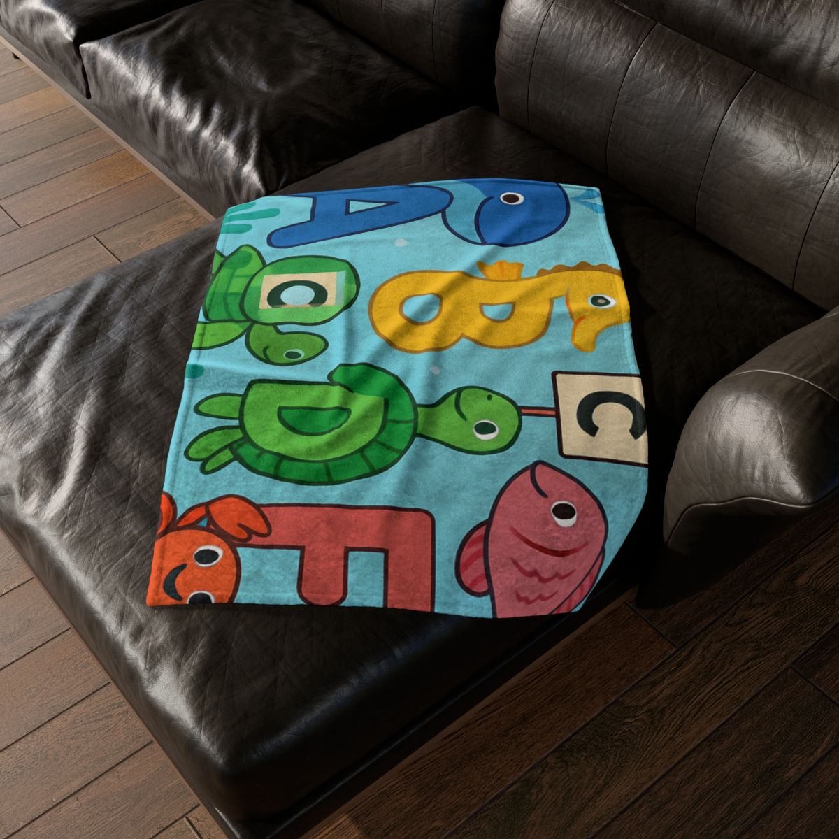 Coral Reef Alphabet Parade designer printed blankets