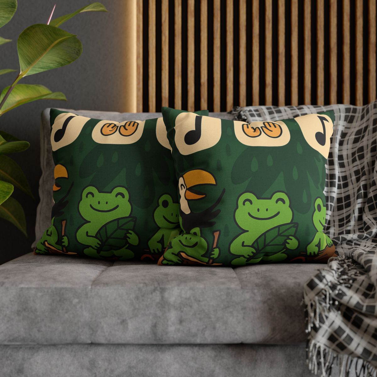 Jungle Rain Rhythm With The Frog Band comfortable bedding pillow covers