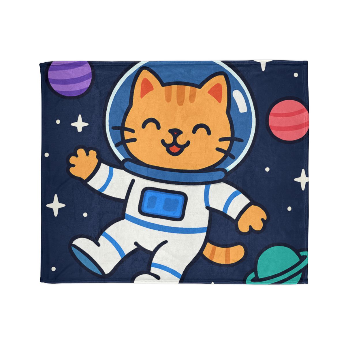 Curious Space Explorer Cat personalized cozy blankets