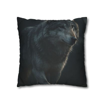 Moonlit Sentinel Gray Wolf personalized pillow covers