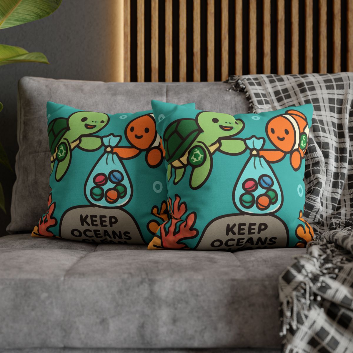 Coral Reef Cleanup Crew soft cotton pillow cases