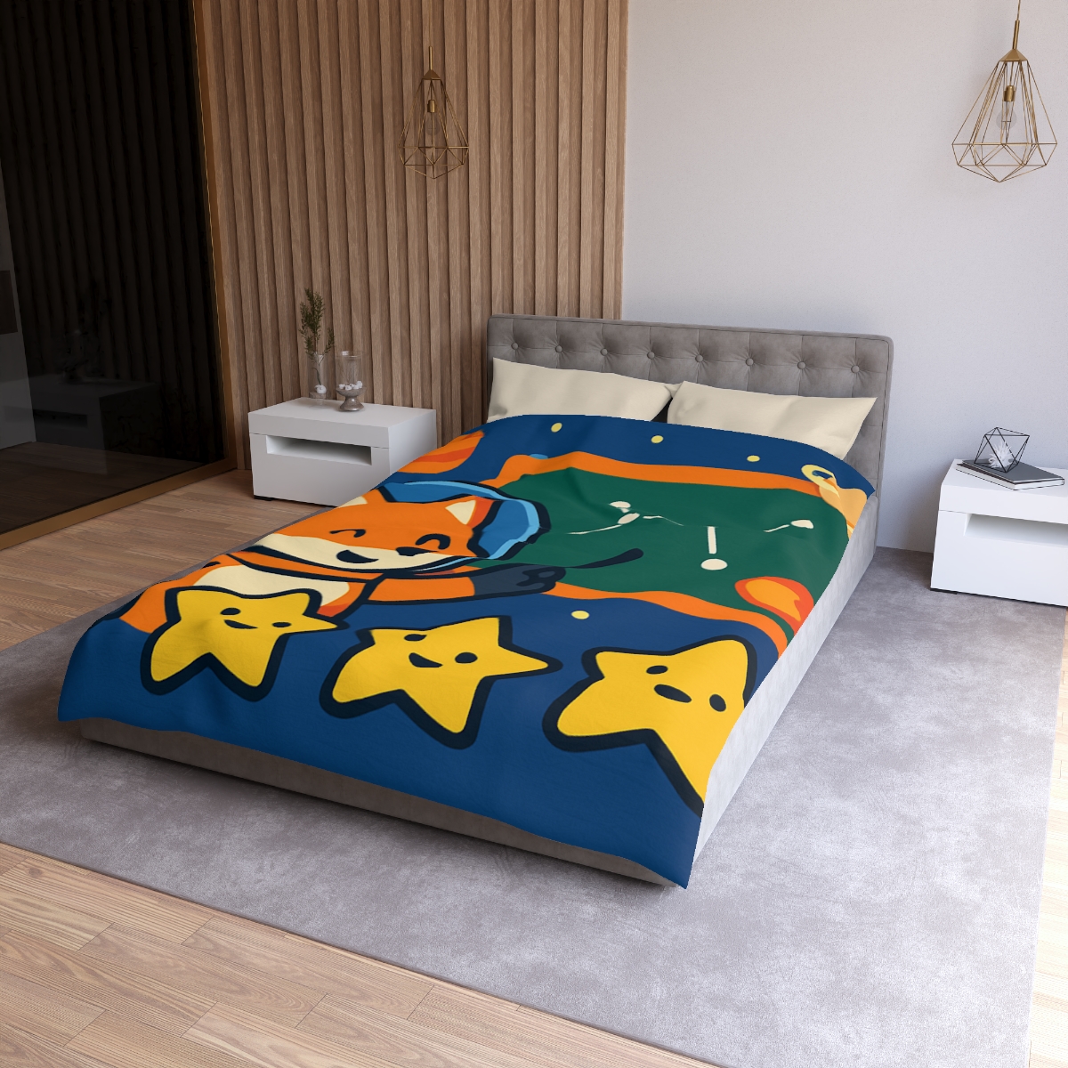 Comet Classroom Space Fox personalized bedding duvets